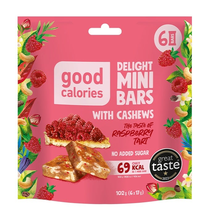 Good Calories Delight Mini with Raspberry Tart & Cashews, No Added Sugar, Natural Source of Potassium & Magnesium – 102g